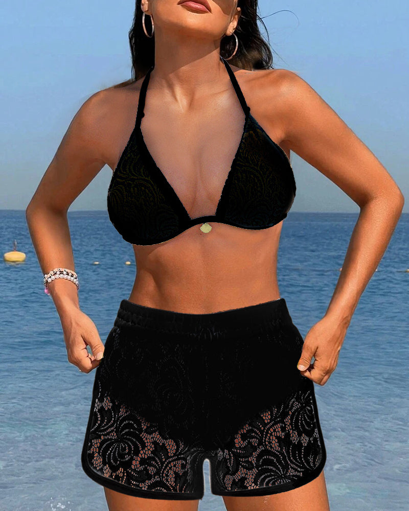 Laluna® | Elegantes Set aus einseitigem Spitzen-Bikini