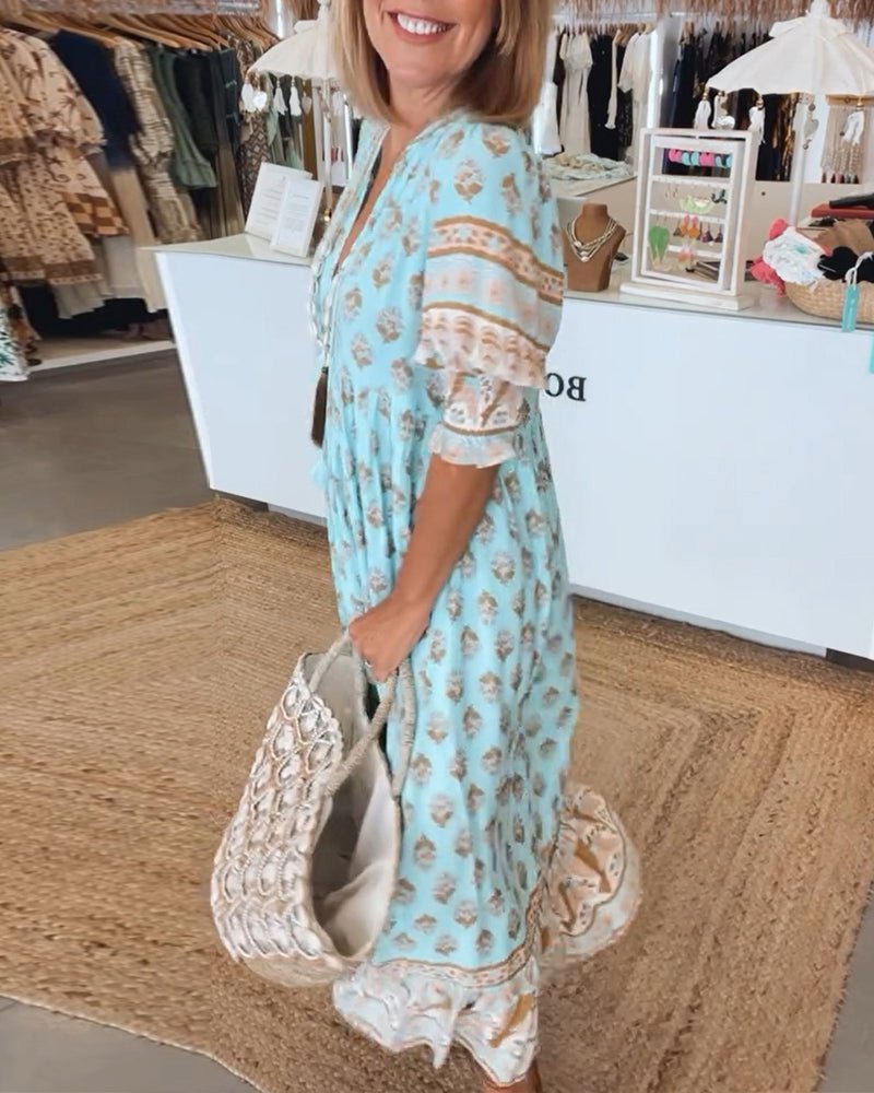 MANA | MIDI-ROBE FLORAL CHIC MIT V-AUSSCHNITT