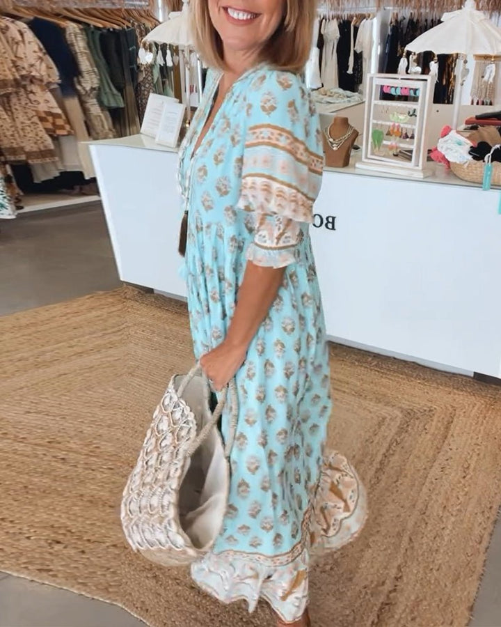 MANA | MIDI-ROBE FLORAL CHIC MIT V-AUSSCHNITT