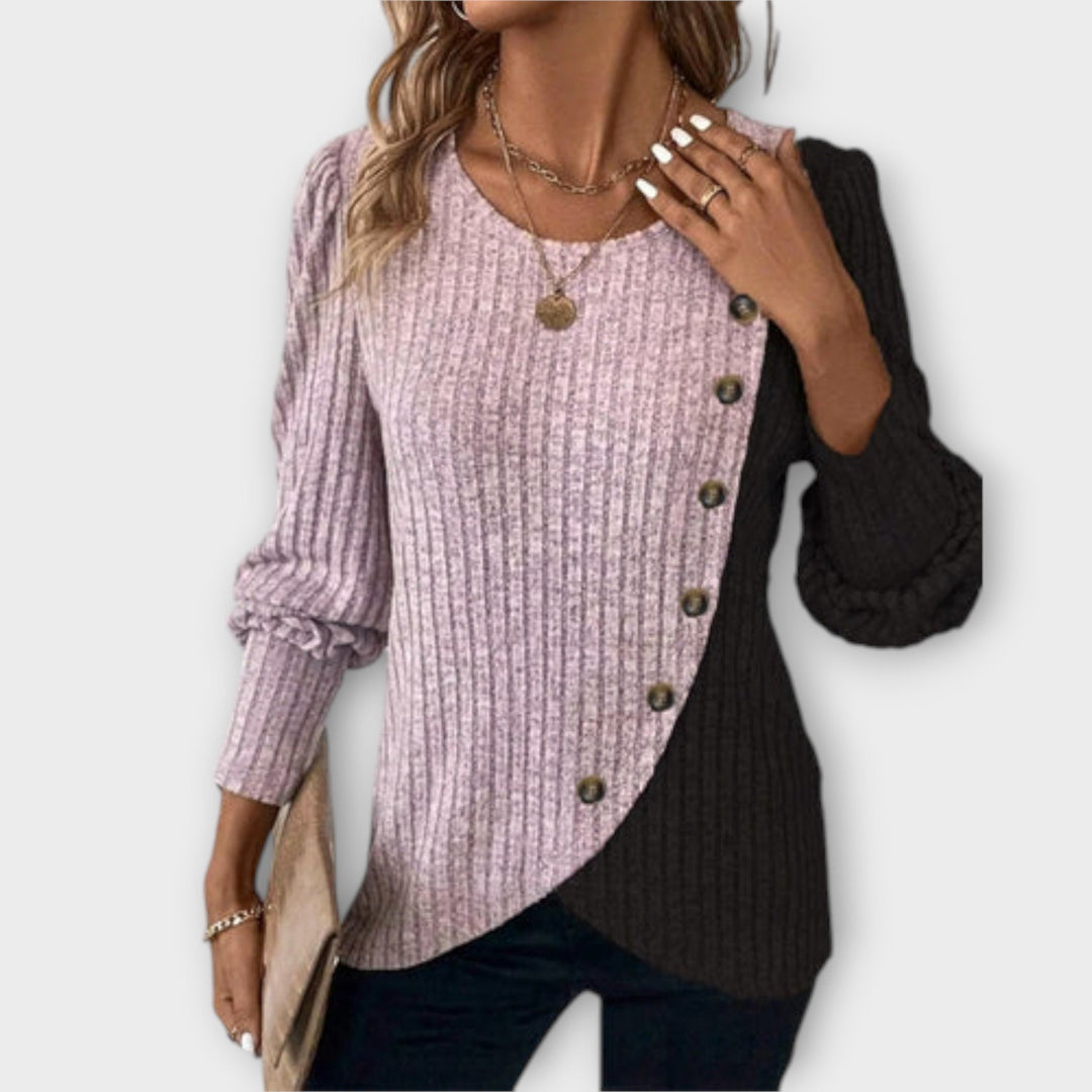 Nostalgie - Pullover in Lila und Schwarz mit Color-Block