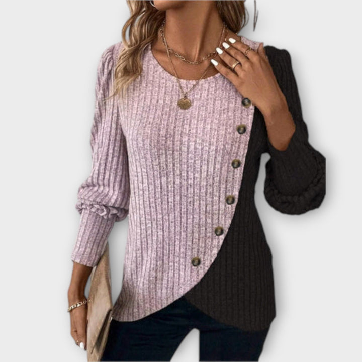 Nostalgie - Pullover in Lila und Schwarz mit Color-Block