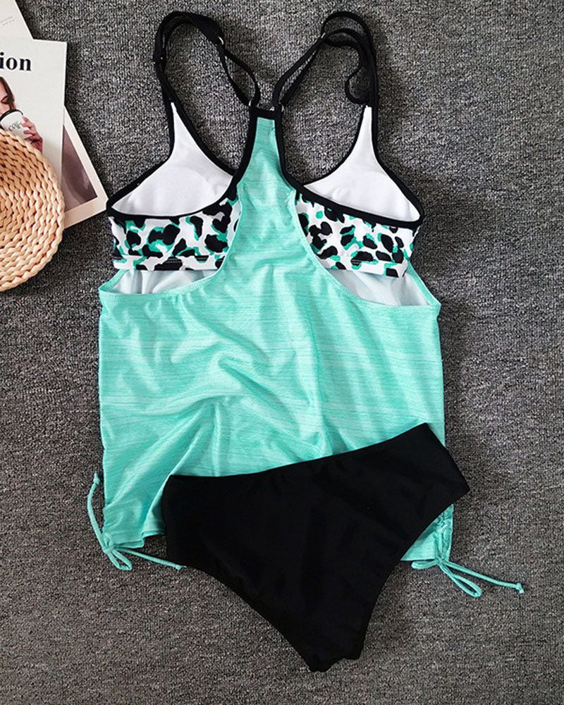 Augustus - Tankini uni mit Leopardenprint