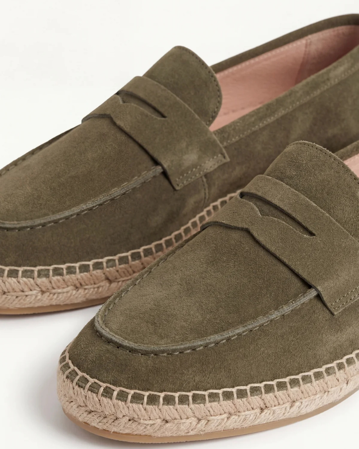Espadrilles Riviera aus Olivgrünem Wildleder