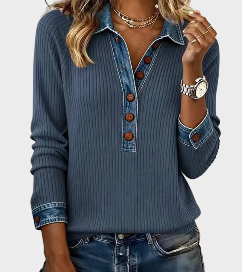 Ravit - Bluse aus Denim mit langen Ärmeln