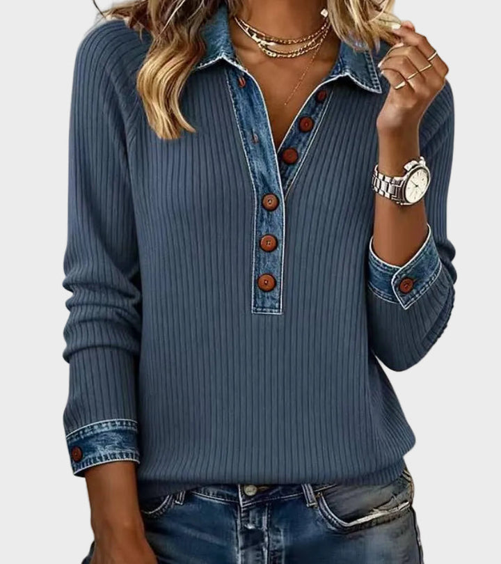 Ravit - Bluse aus Denim mit langen Ärmeln