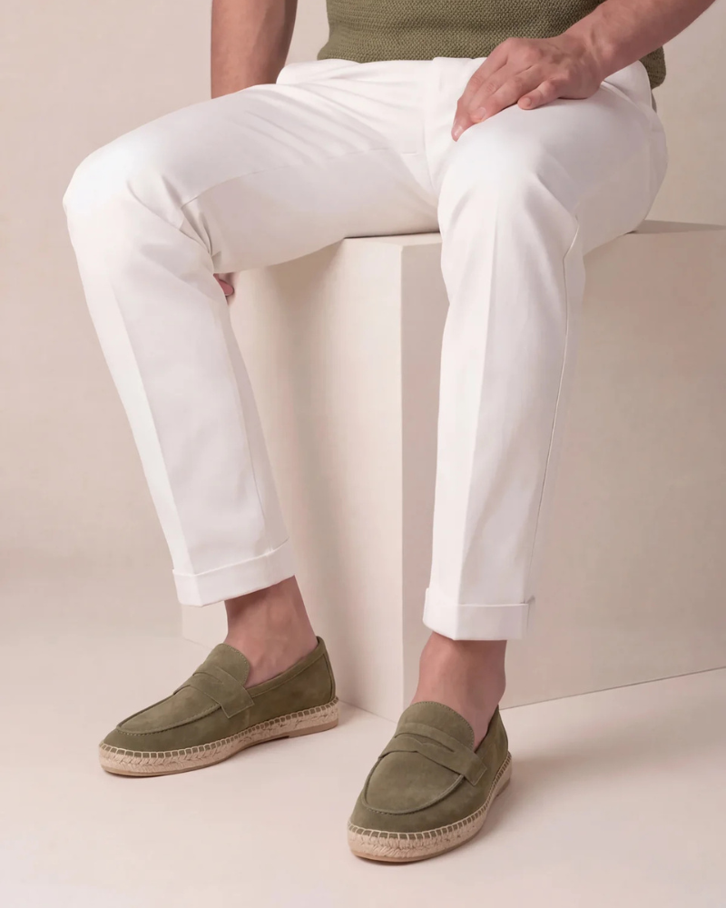 Espadrilles Riviera aus Olivgrünem Wildleder