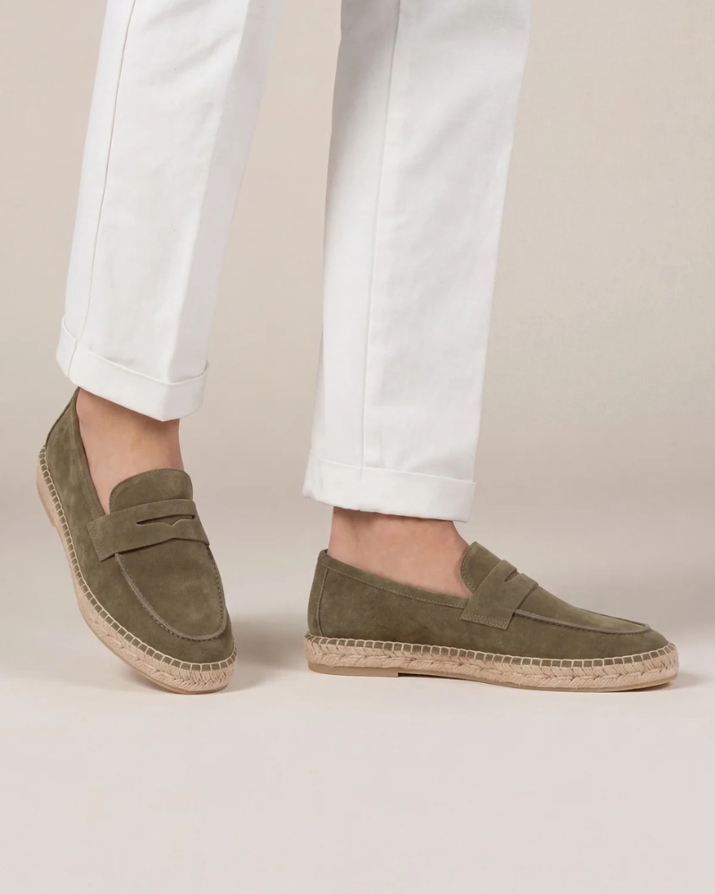 Espadrilles Riviera aus Olivgrünem Wildleder