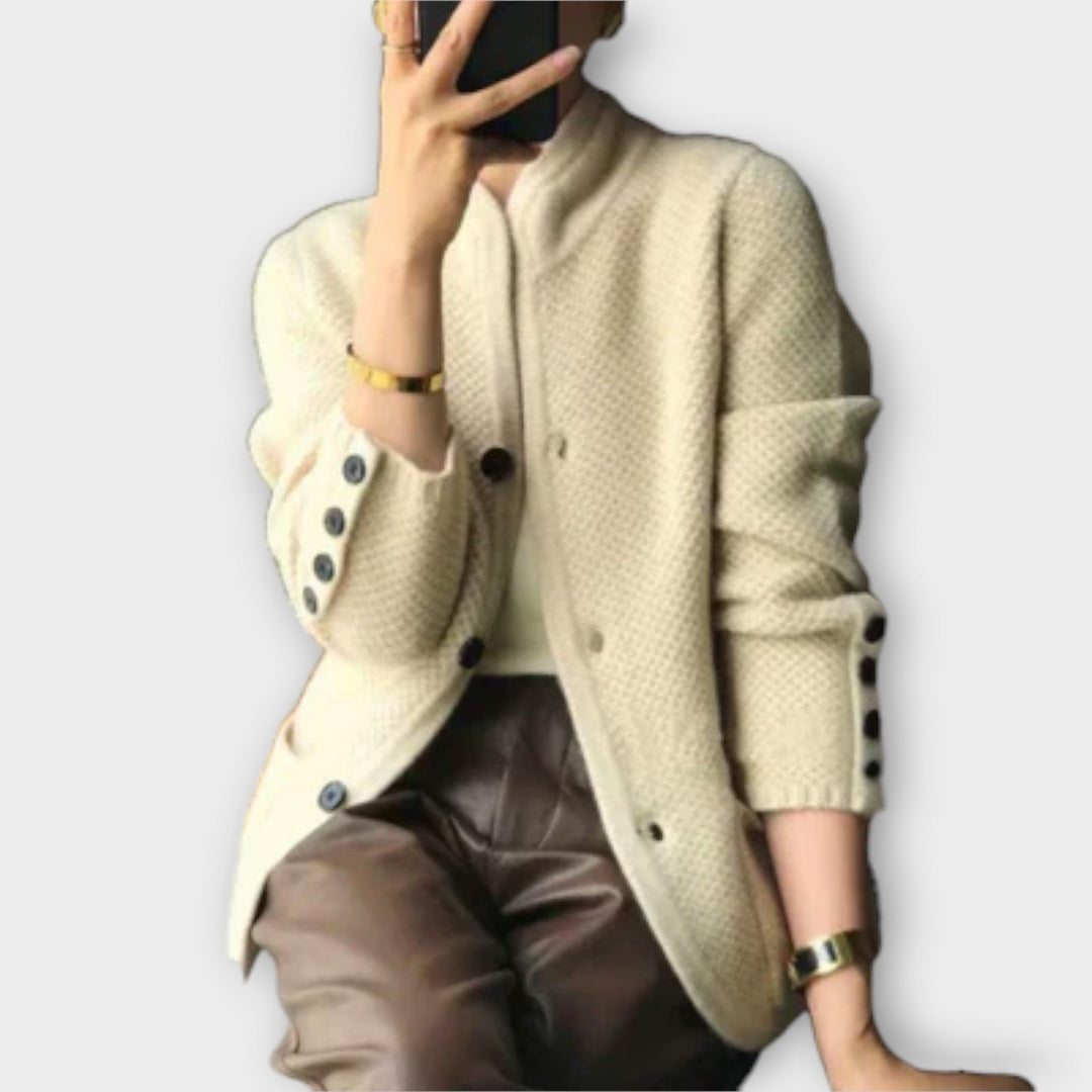 Alissa - Bequemer Cardigan in Cremefarbe