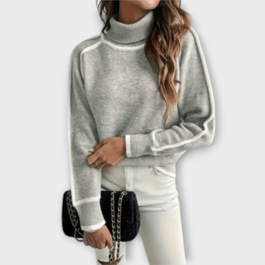 Aurora - Lässiger grauer Rollkragenpullover