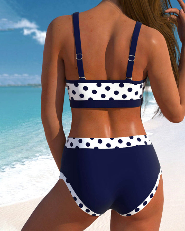Liesbeth - Hochtaillierter Bikini mit Punkten und Patchwork-Design