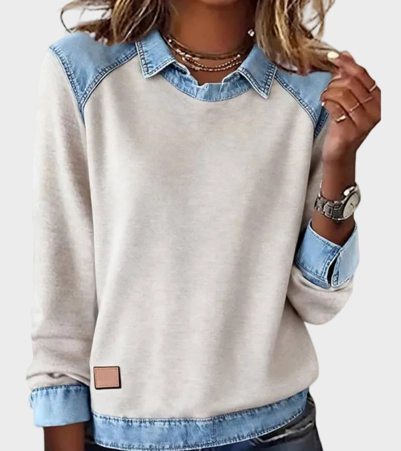Ravit - Bluse aus Denim mit langen Ärmeln