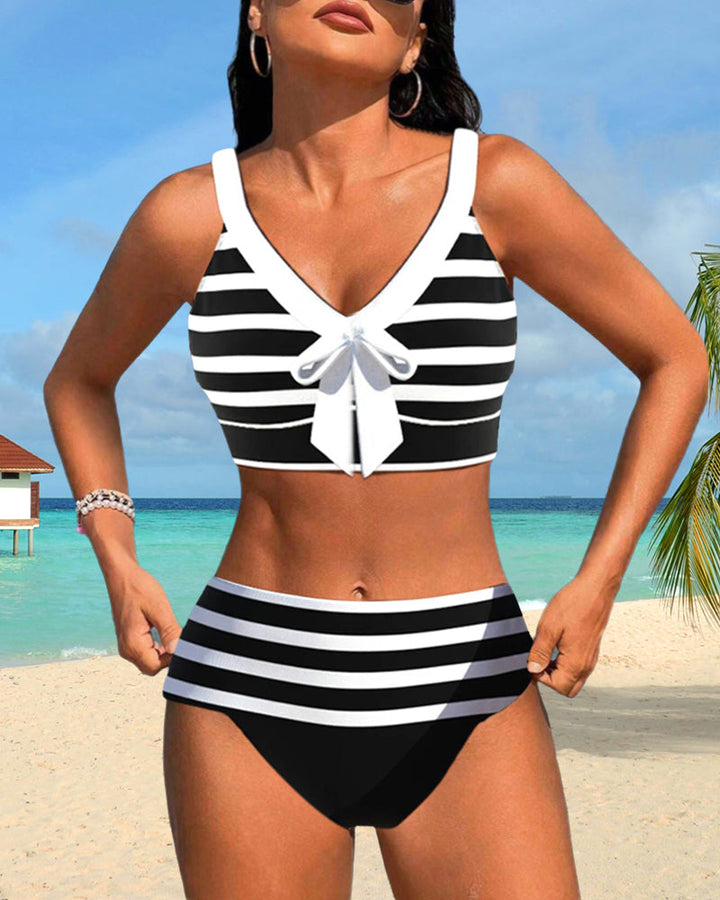 Laluna® | Gestreifter Hochtaillierter Bikini