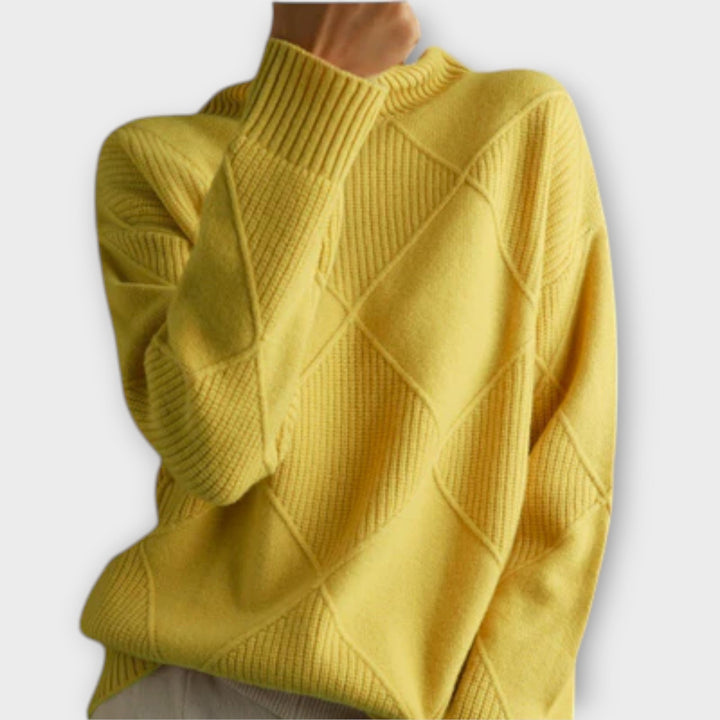 Melanie - Bequemer und eleganter Rollkragenpullover in Gelb
