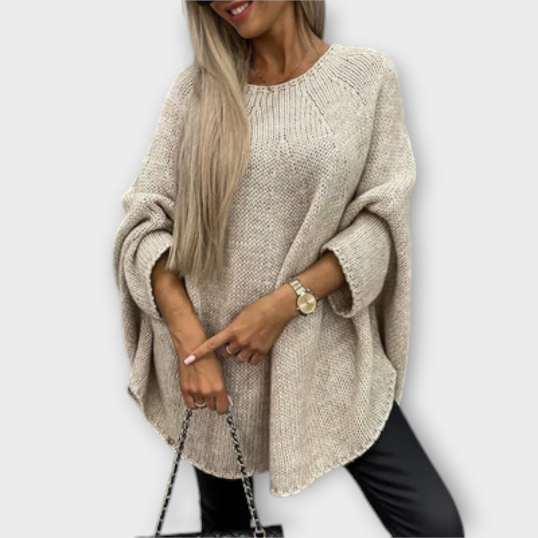 Isabelle - Beiger Pullover für Frauen mit Rundhalsausschnitt