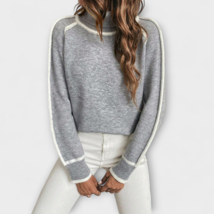Aurora - Lässiger grauer Rollkragenpullover