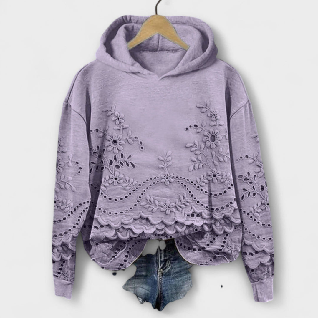 Grace - Hoodie Vintage Lila mit Floralprint