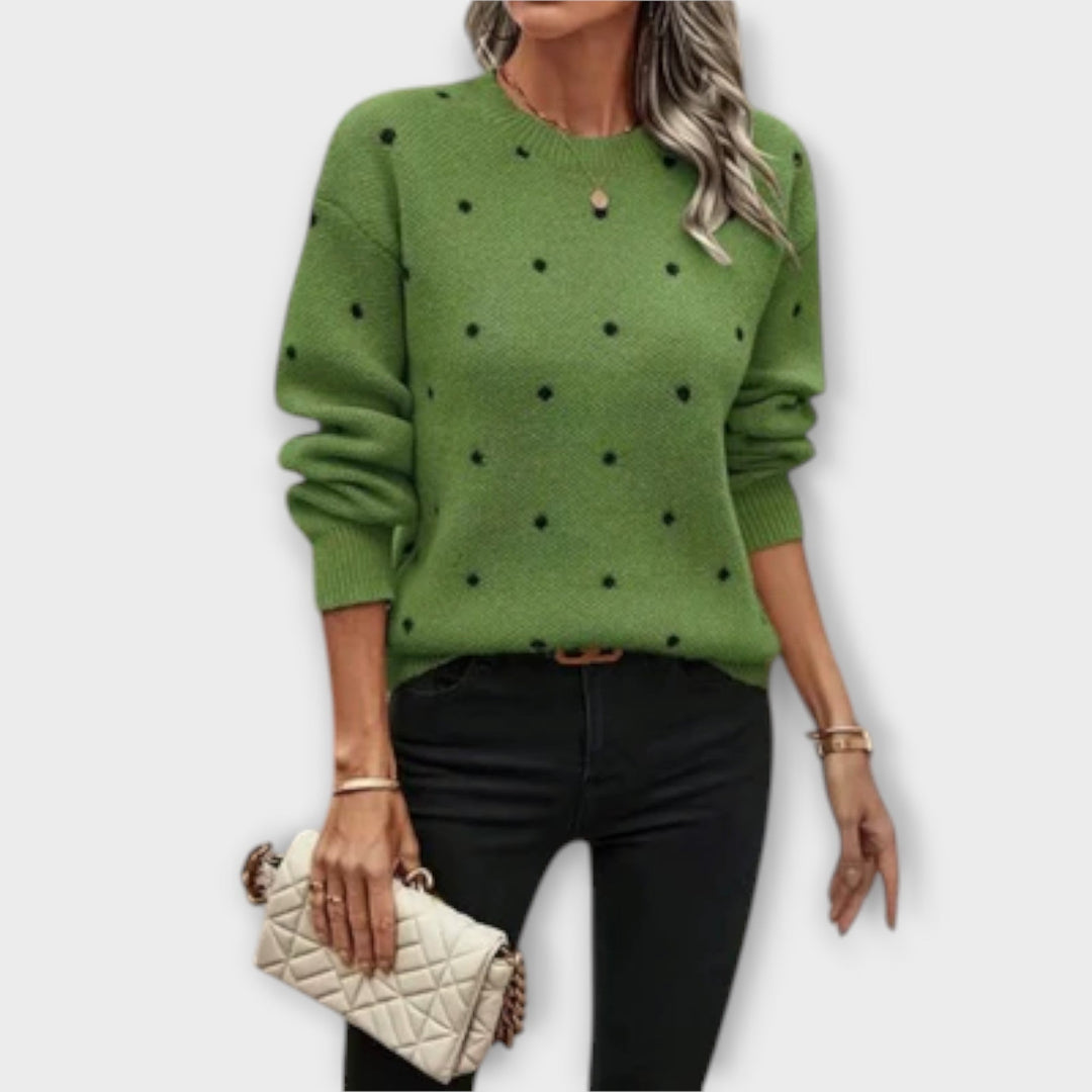 Ava - Beiger Pullover mit Punkten