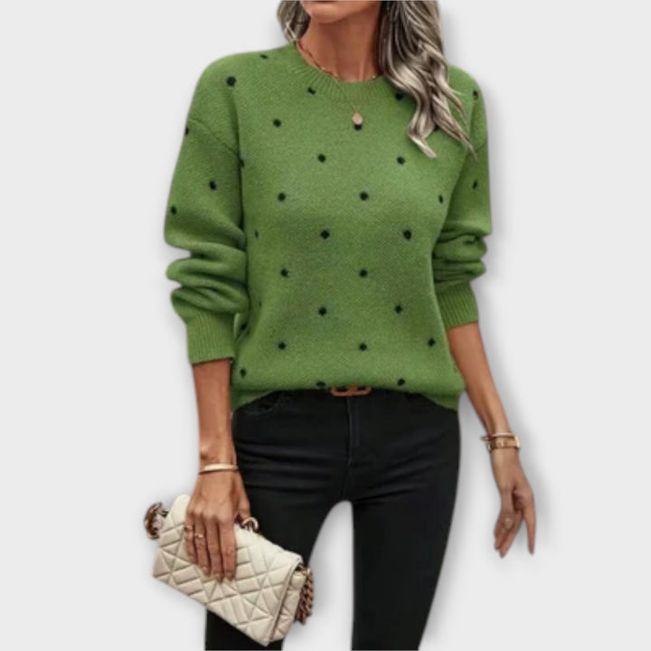 Ava - Beiger Pullover mit Punkten