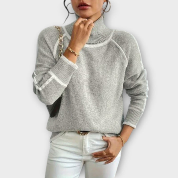 Aurora - Lässiger grauer Rollkragenpullover