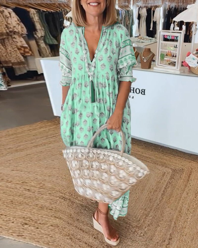 MANA | MIDI-ROBE FLORAL CHIC MIT V-AUSSCHNITT