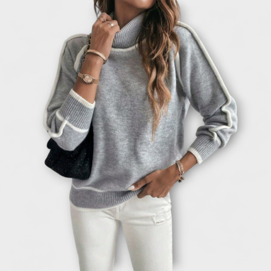 Aurora - Lässiger grauer Rollkragenpullover