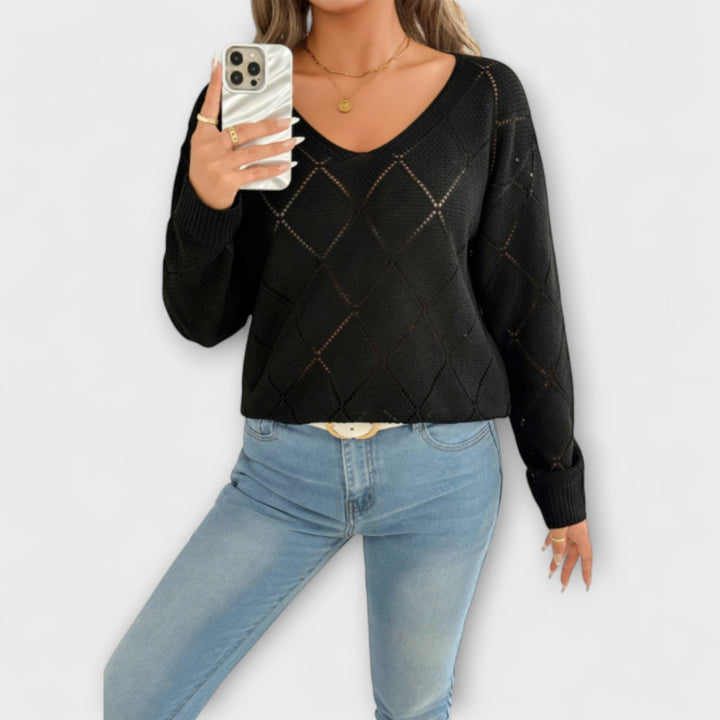 Evers - Lässiger schwarzer Pullover mit Rautenmuster