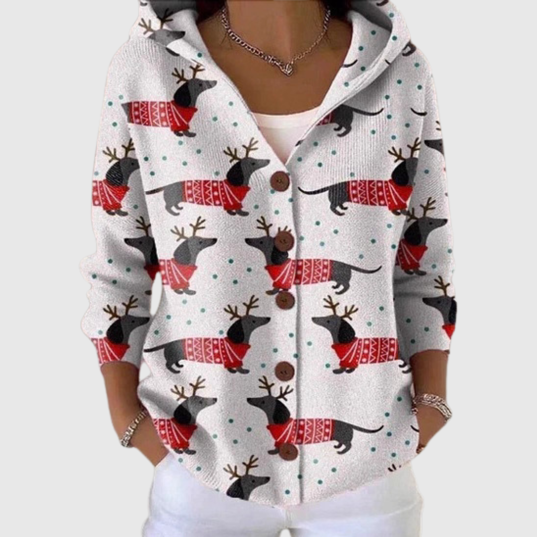 Strick-Cardigan mit Kapuze