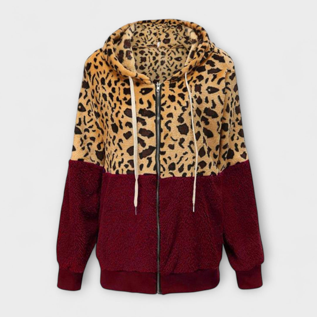 Lea - Sweatshirt mit Kapuze aus Fleece im Leoparden-Design