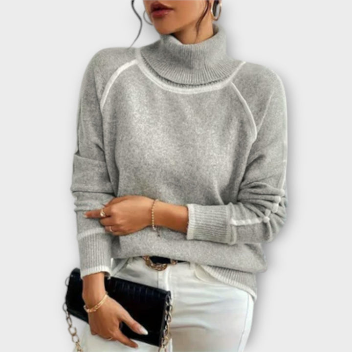 Aurora - Lässiger grauer Rollkragenpullover