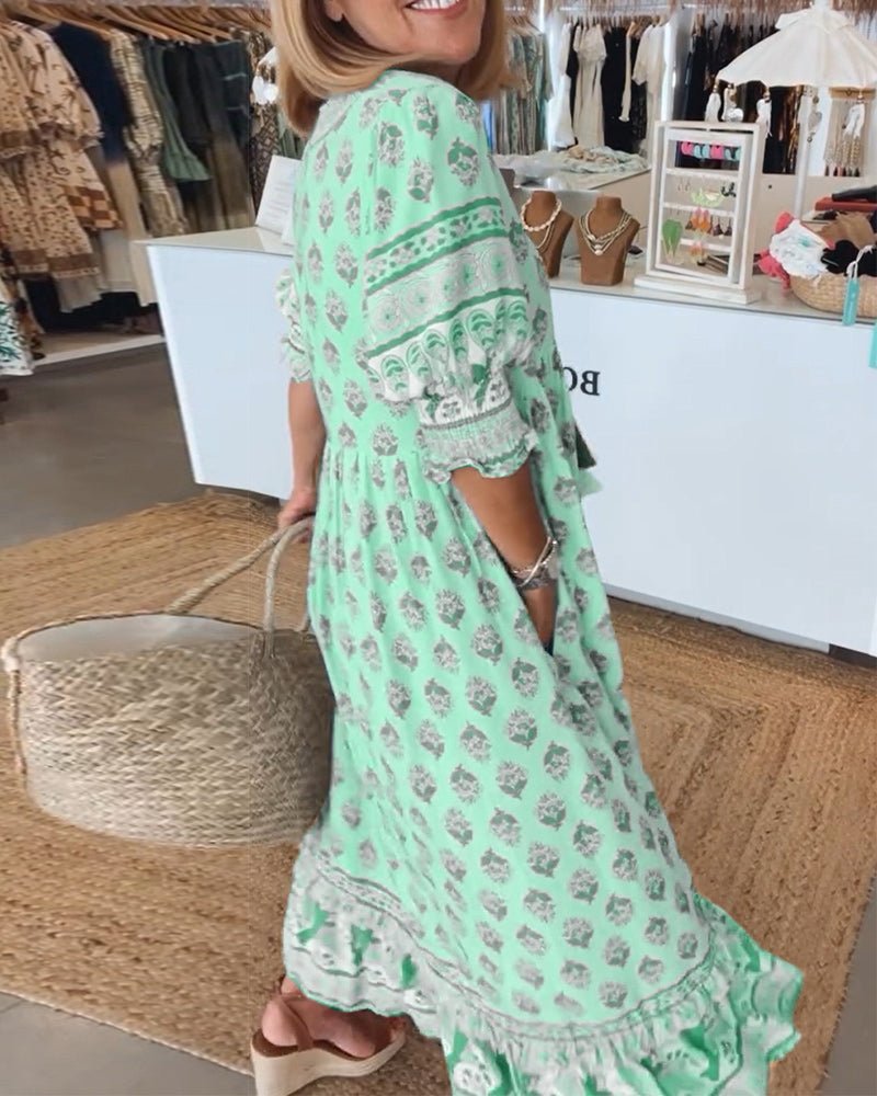 MANA | MIDI-ROBE FLORAL CHIC MIT V-AUSSCHNITT