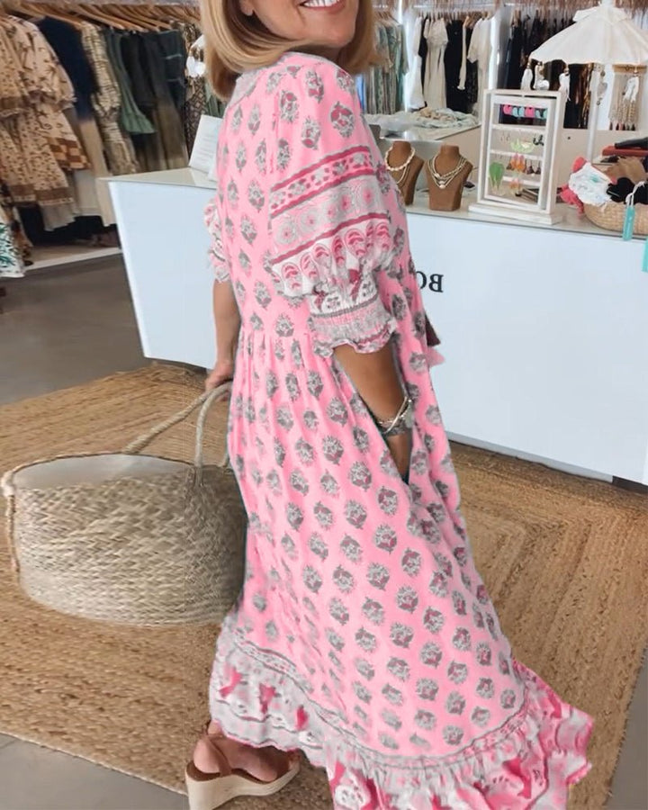 MANA | MIDI-ROBE FLORAL CHIC MIT V-AUSSCHNITT