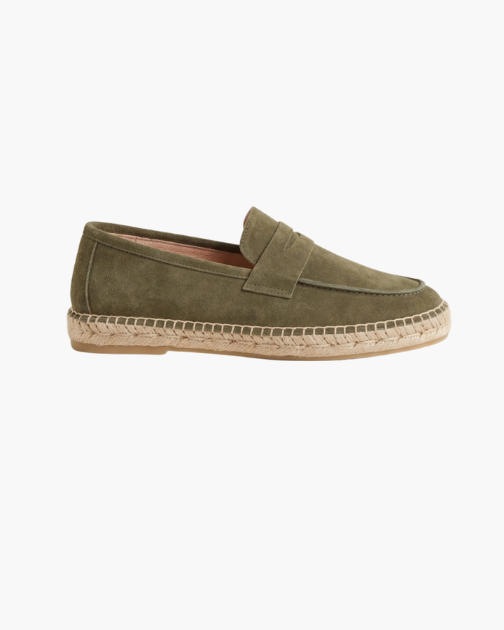 Espadrilles Riviera aus Olivgrünem Wildleder