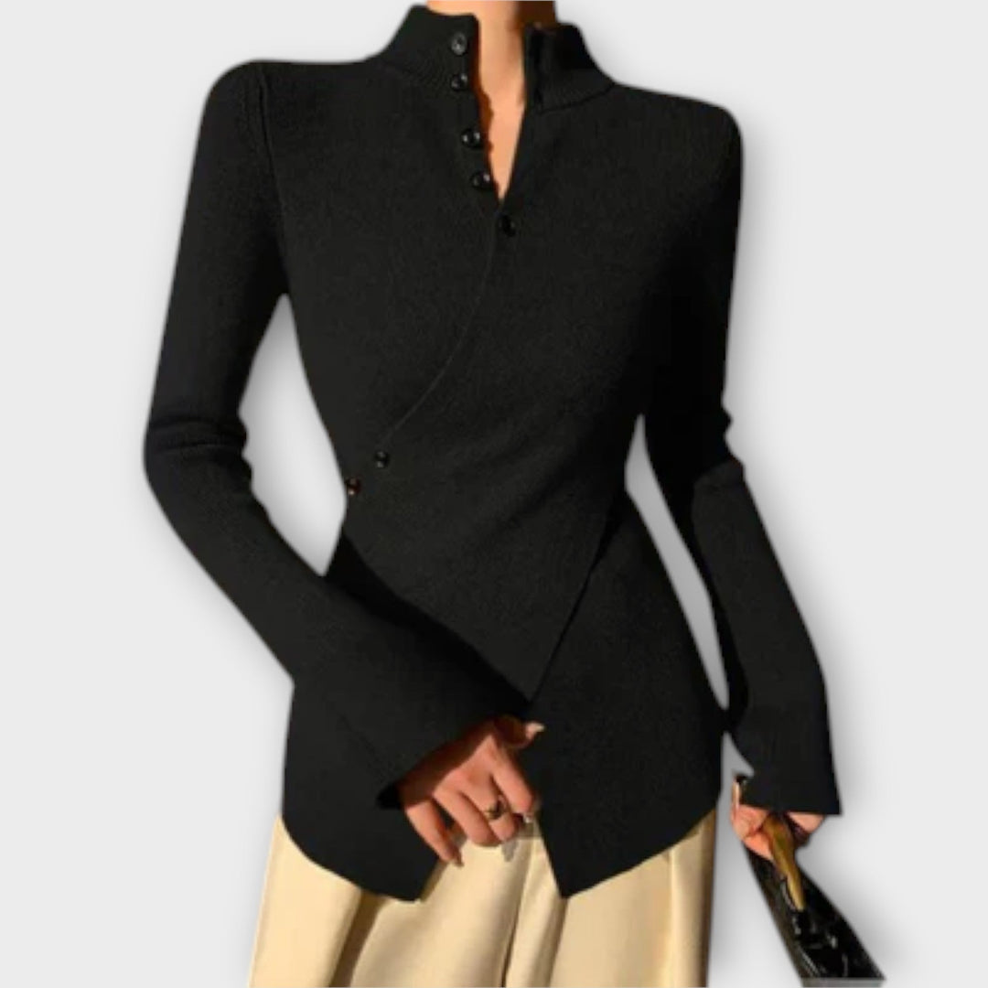 Michiko - Elegantes schwarzes Slim-Fit-Oberteil