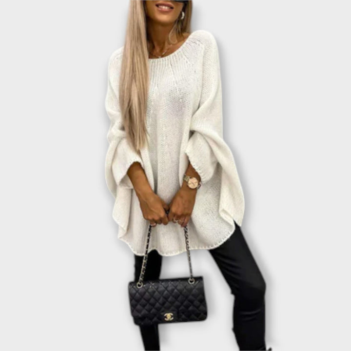 Isabelle - Beiger Pullover für Frauen mit Rundhalsausschnitt