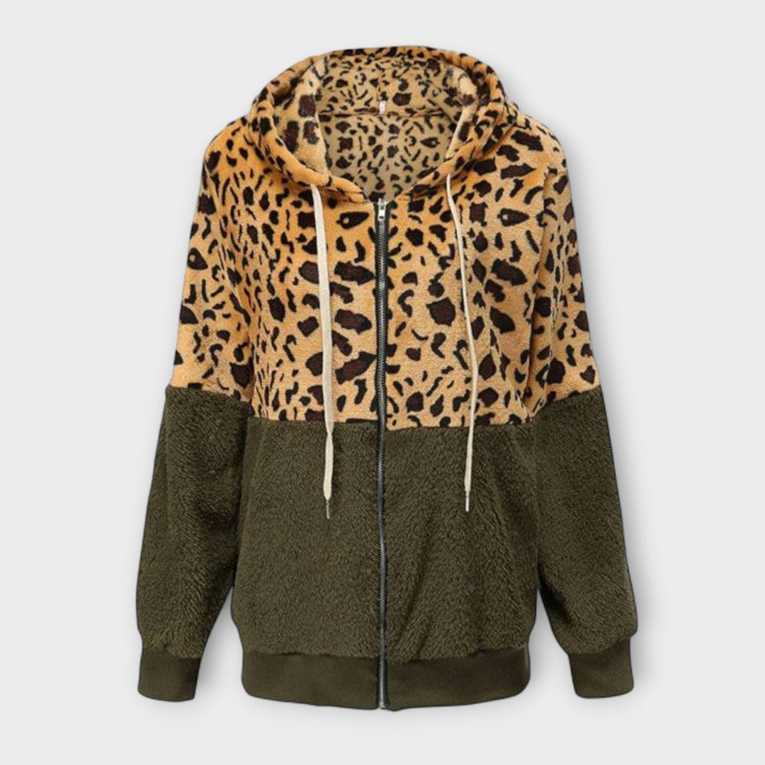 Lea - Sweatshirt mit Kapuze aus Fleece im Leoparden-Design