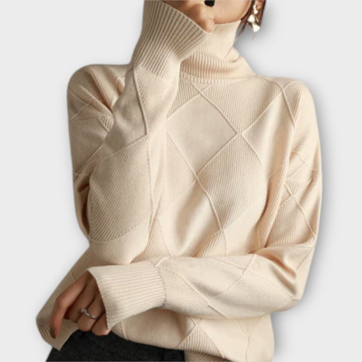 Melanie - Bequemer und eleganter Rollkragenpullover in Gelb