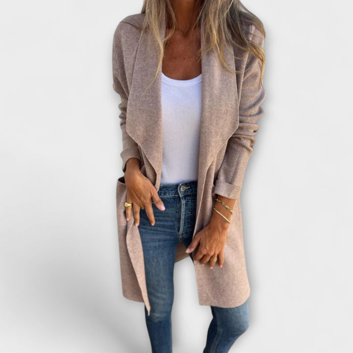 Eliane - Eleganter langer Cardigan Grau