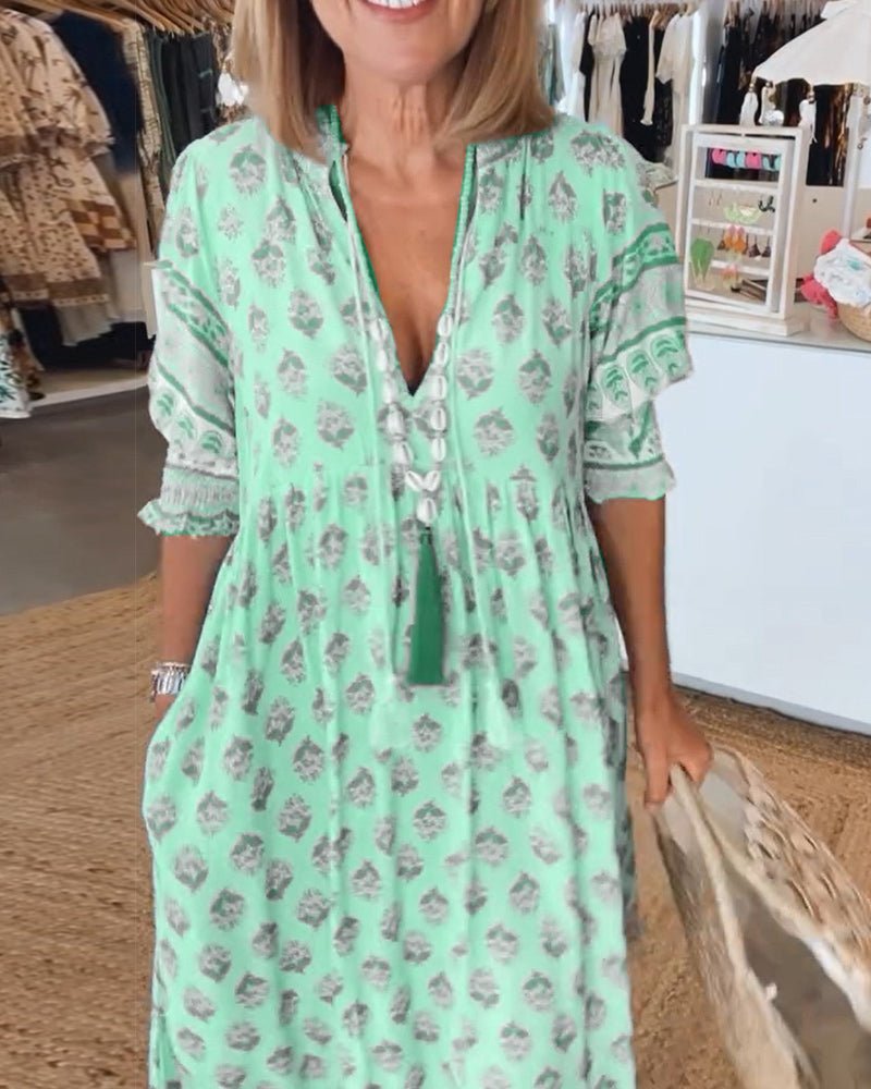 MANA | MIDI-ROBE FLORAL CHIC MIT V-AUSSCHNITT