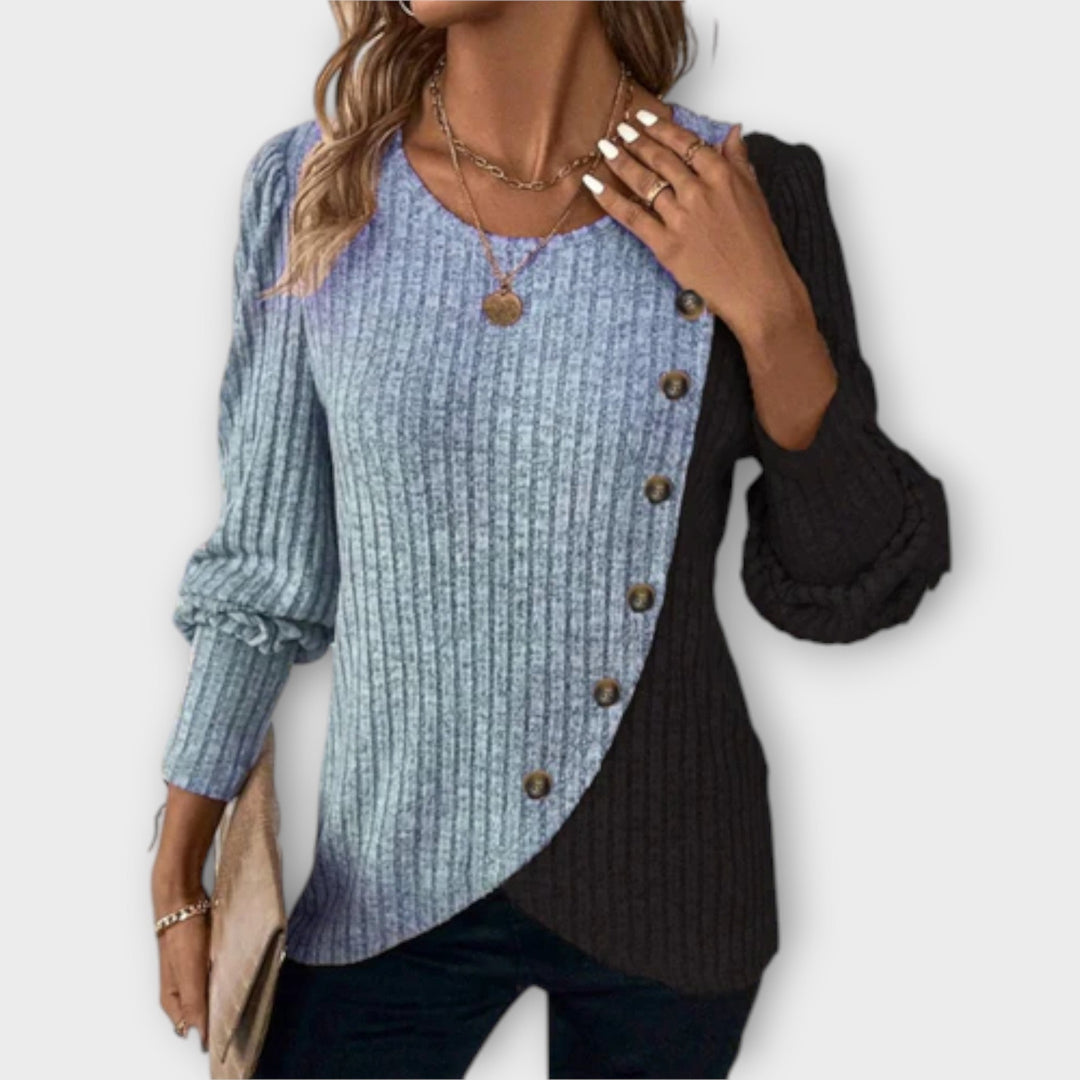 Nostalgie - Pullover in Lila und Schwarz mit Color-Block