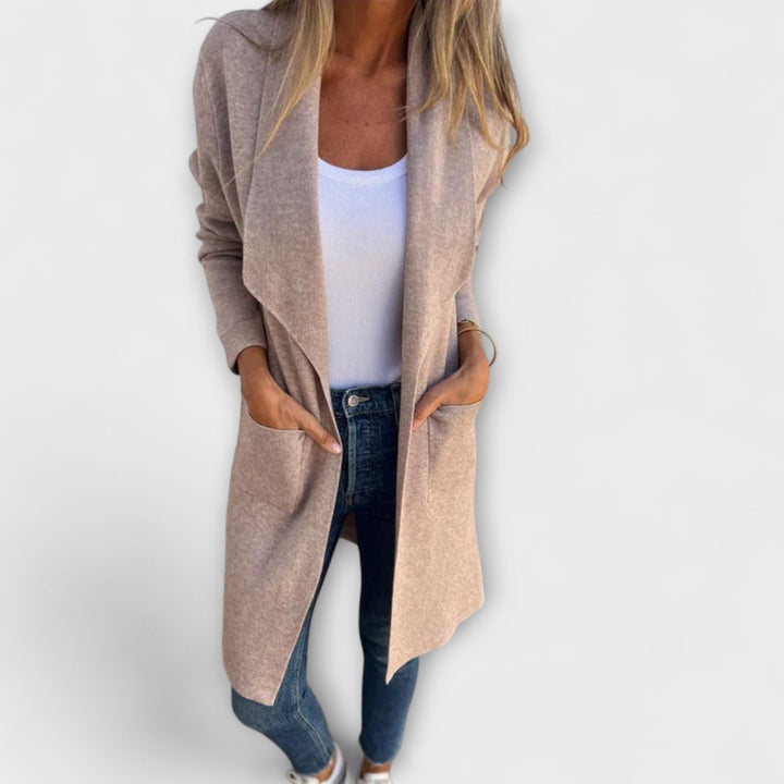 Eliane - Eleganter langer Cardigan Grau
