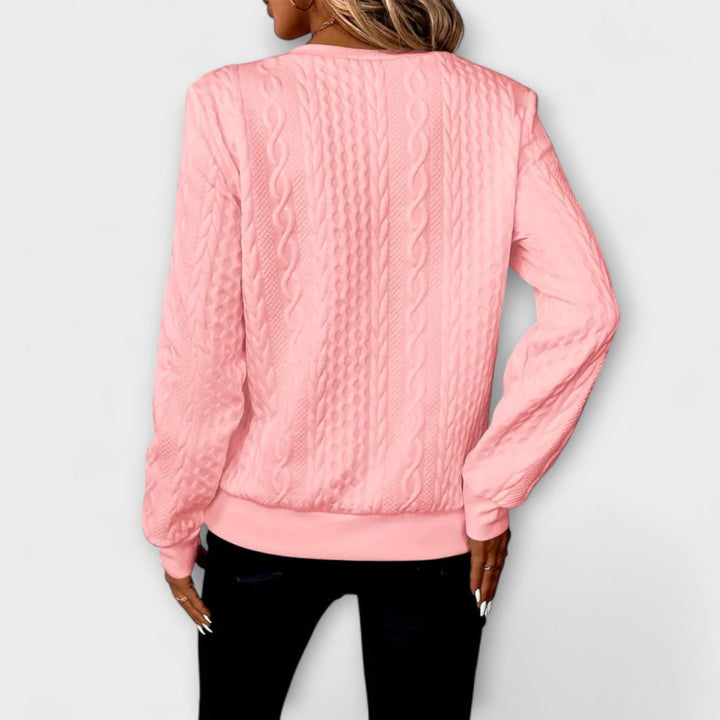 Joy - Eleganter weißer Strickpullover mit Reliefmuster