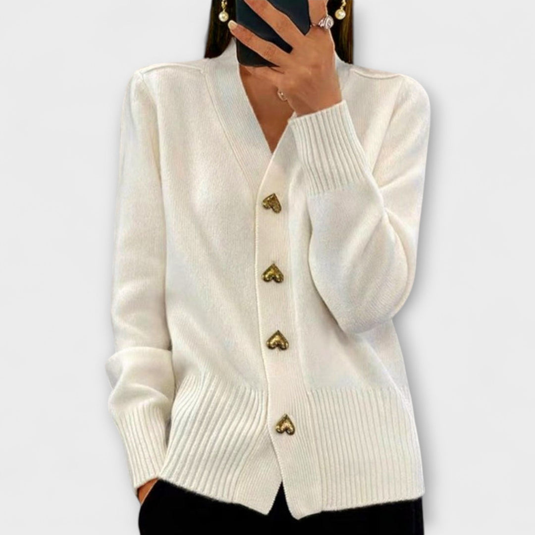 Marij - Dunkelblauer Cardigan mit V-Ausschnitt im Vintage-Look