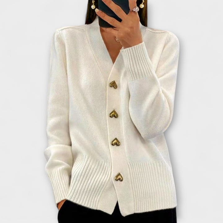 Marij - Dunkelblauer Cardigan mit V-Ausschnitt im Vintage-Look