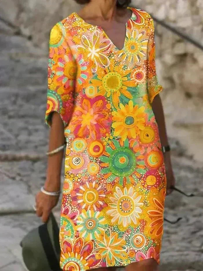 Nira | Midi-Blumen Kleid Strahlend