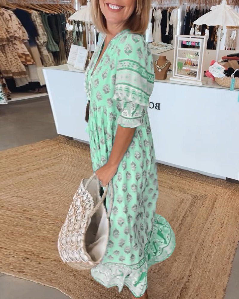 MANA | MIDI-ROBE FLORAL CHIC MIT V-AUSSCHNITT