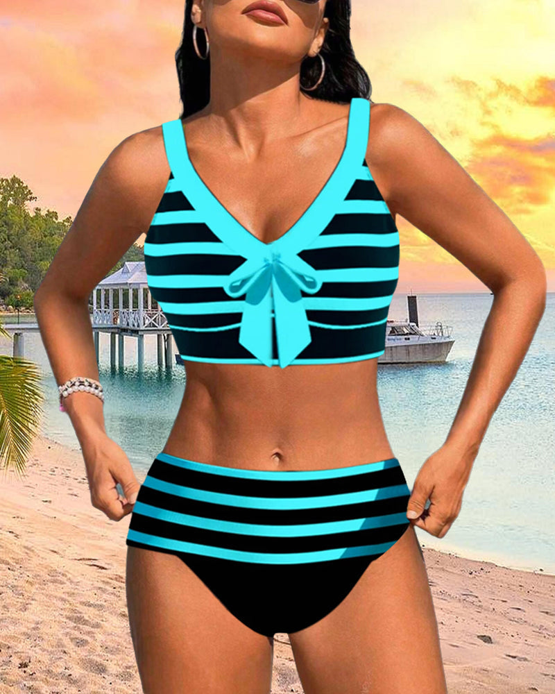 Laluna® | Gestreifter Hochtaillierter Bikini