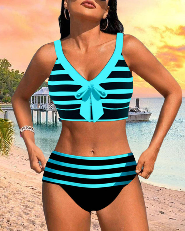 Laluna® | Gestreifter Hochtaillierter Bikini