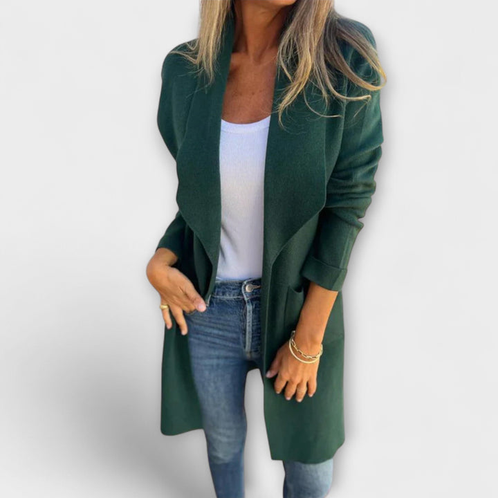 Eliane - Eleganter langer Cardigan Grau