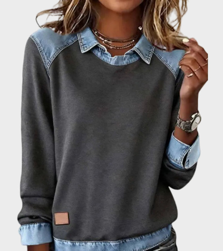 Ravit - Bluse aus Denim mit langen Ärmeln