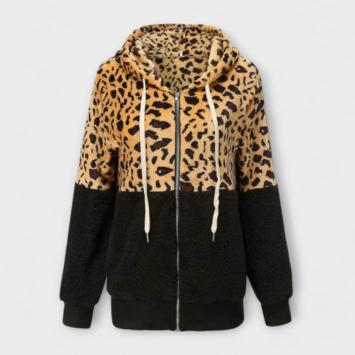 Lea - Sweatshirt mit Kapuze aus Fleece im Leoparden-Design
